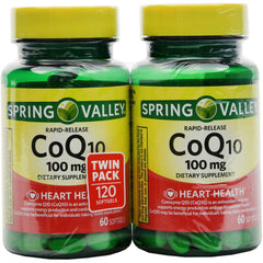 Spring Valley CoQ10 100mg bottle with label for energy and heart support