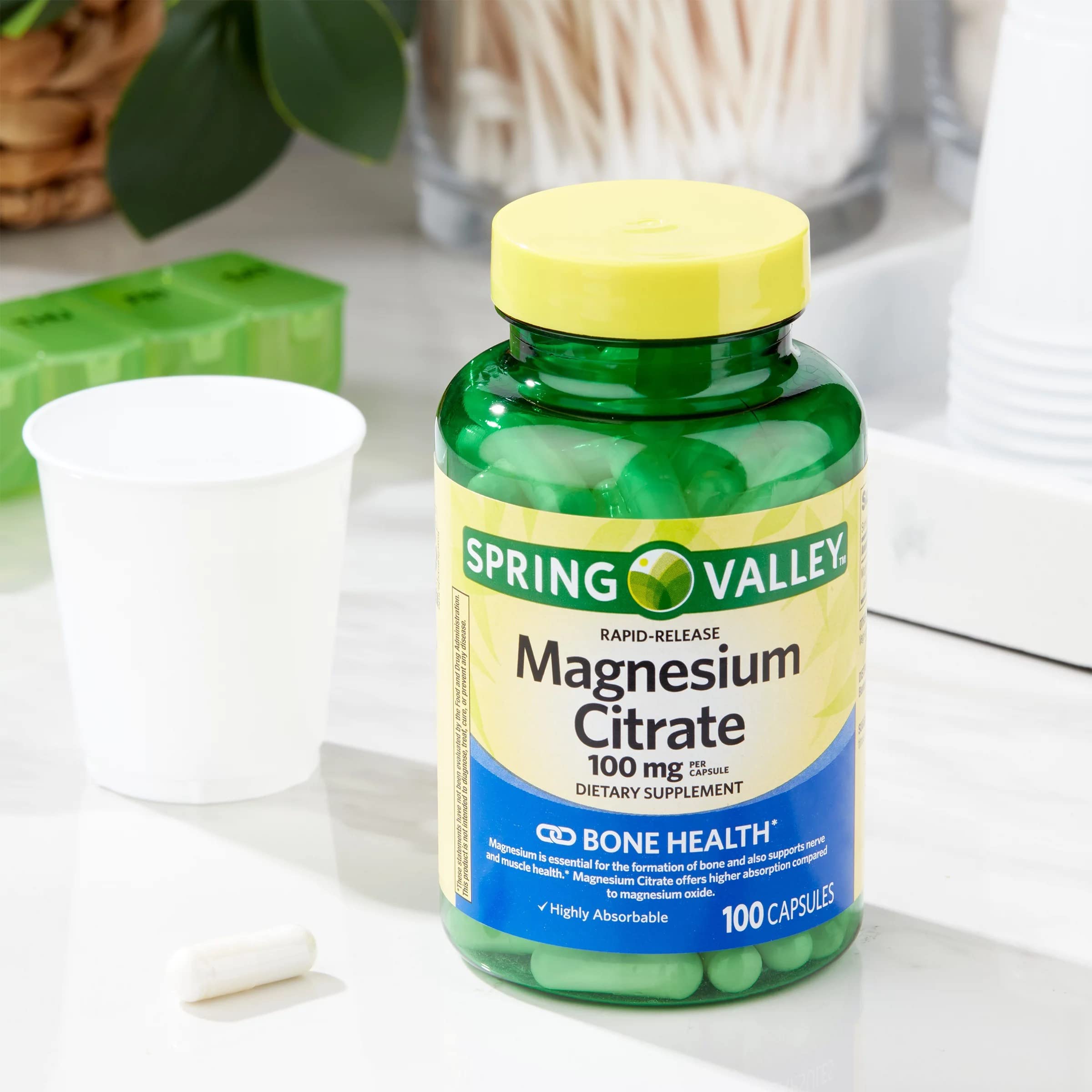 Spring Valley Magnesium Citrate packaging photo illustrating convenient capsule format.