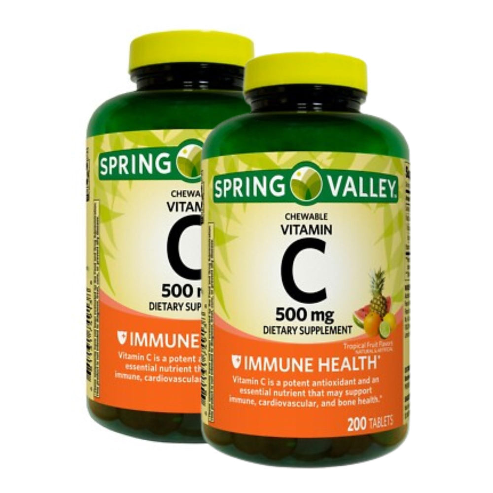 Spring Valley Vitamin C chewable bottle with tropical flavor for daily use