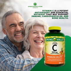Close-up of Spring Valley Vitamin C chewable tablet with tropical flavor