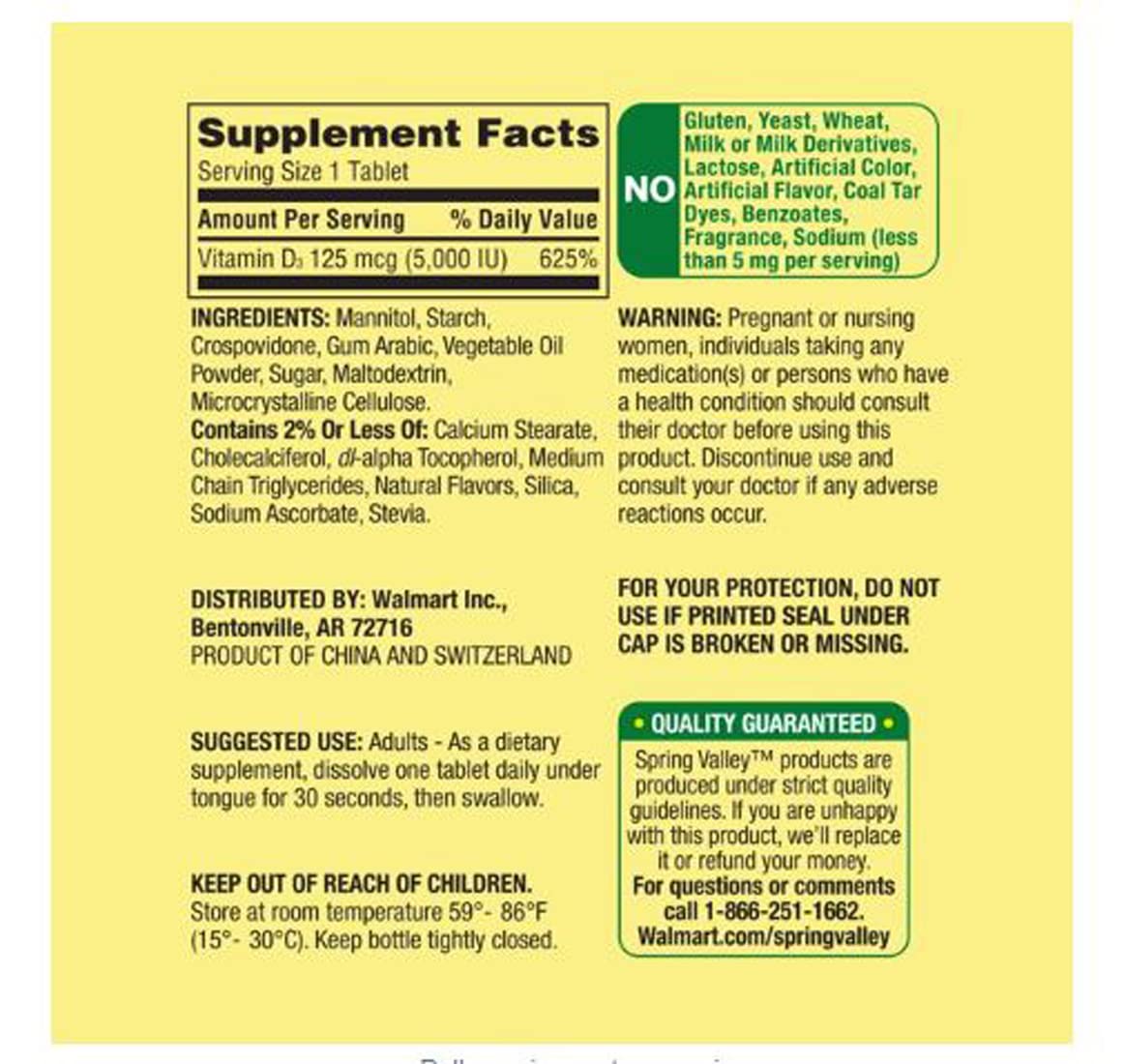 Spring Valley vitamin D3 fast dissolve under tongue tablets in strawberry flavor