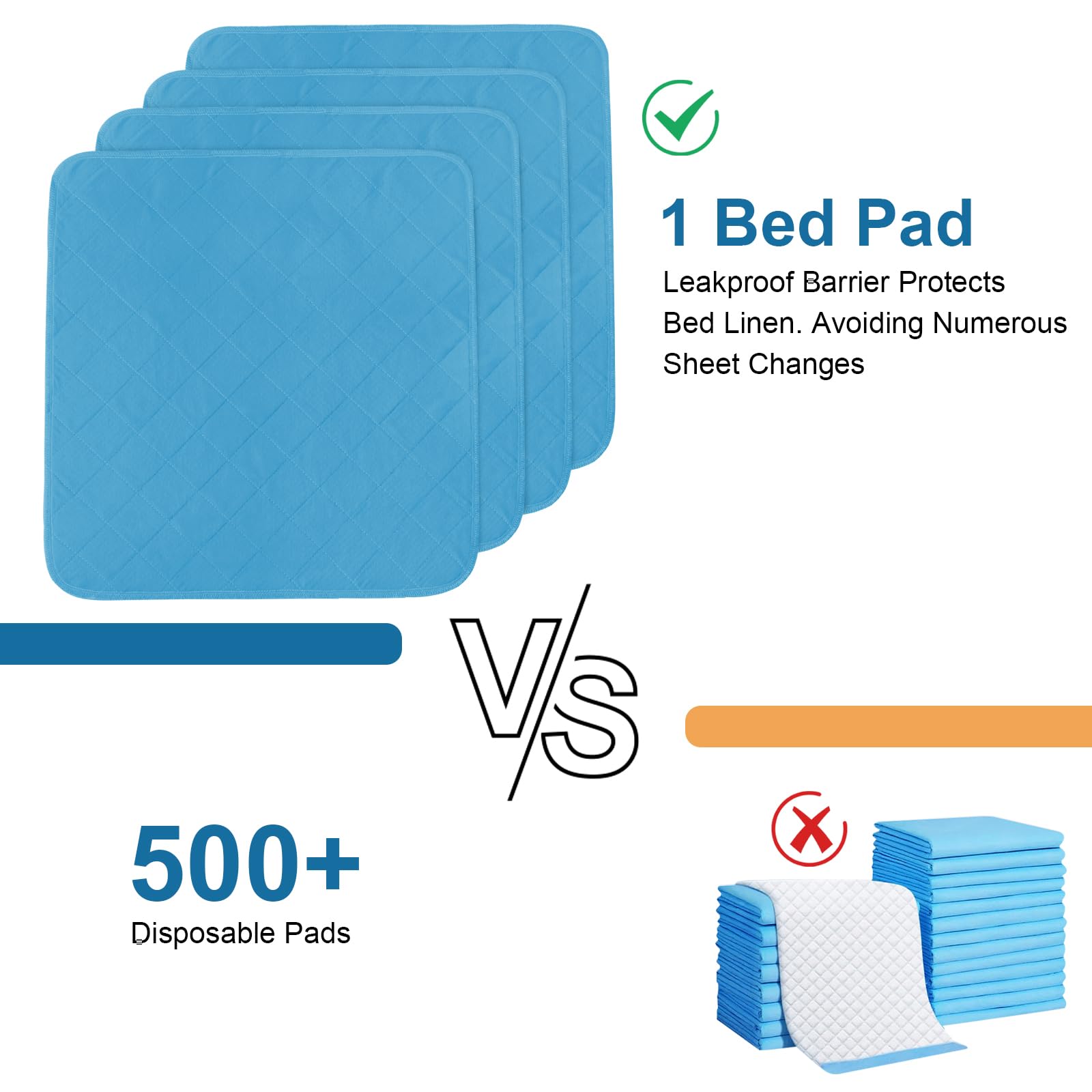 SPRINGSPIRIT incontinence bed pad absorbs liquids for quick cleanup.