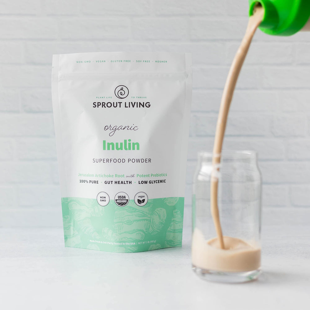 Sprout Living Inulin powder added to a smoothie