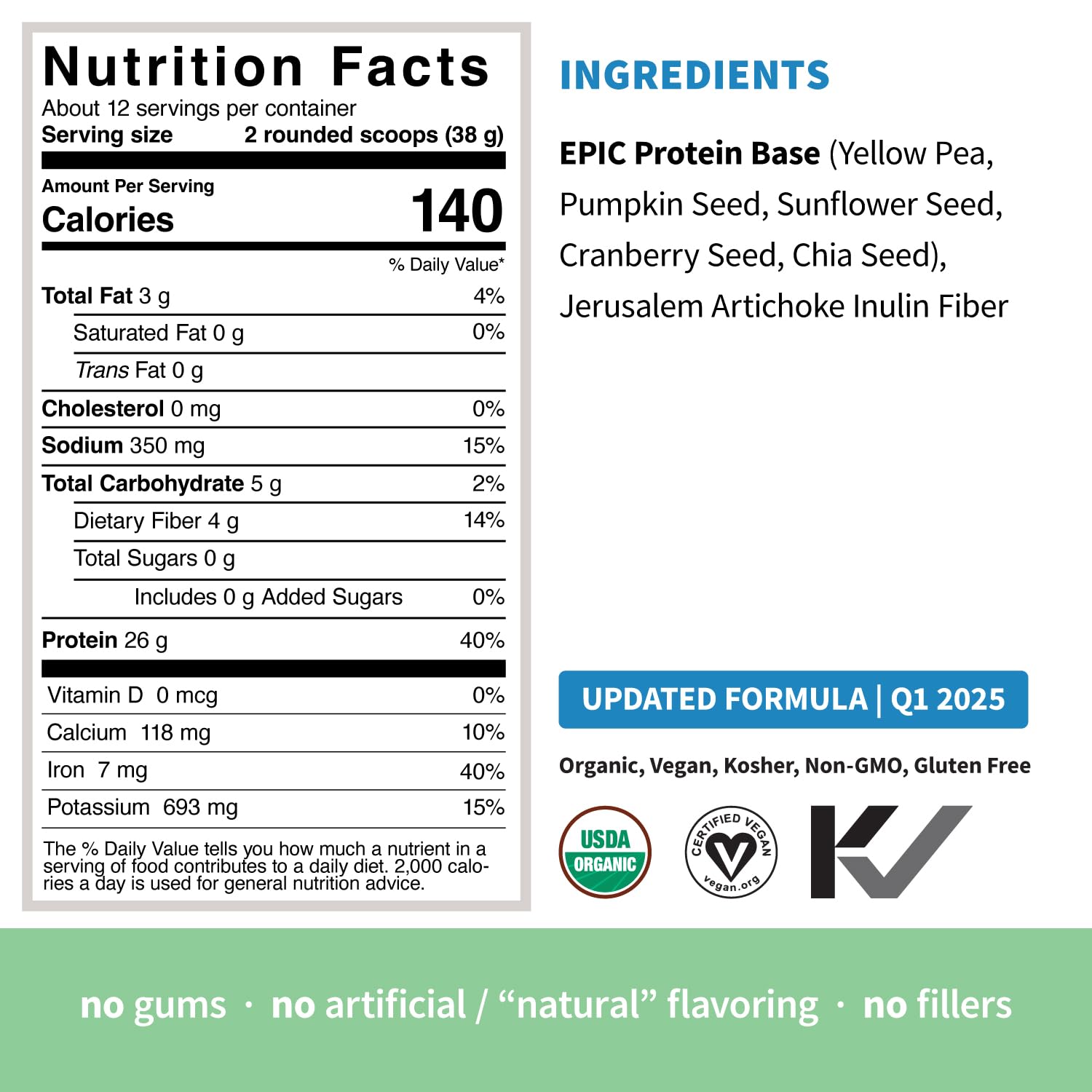 Sprout Living Protein Original ingredients chart showcases five plant protein sources.