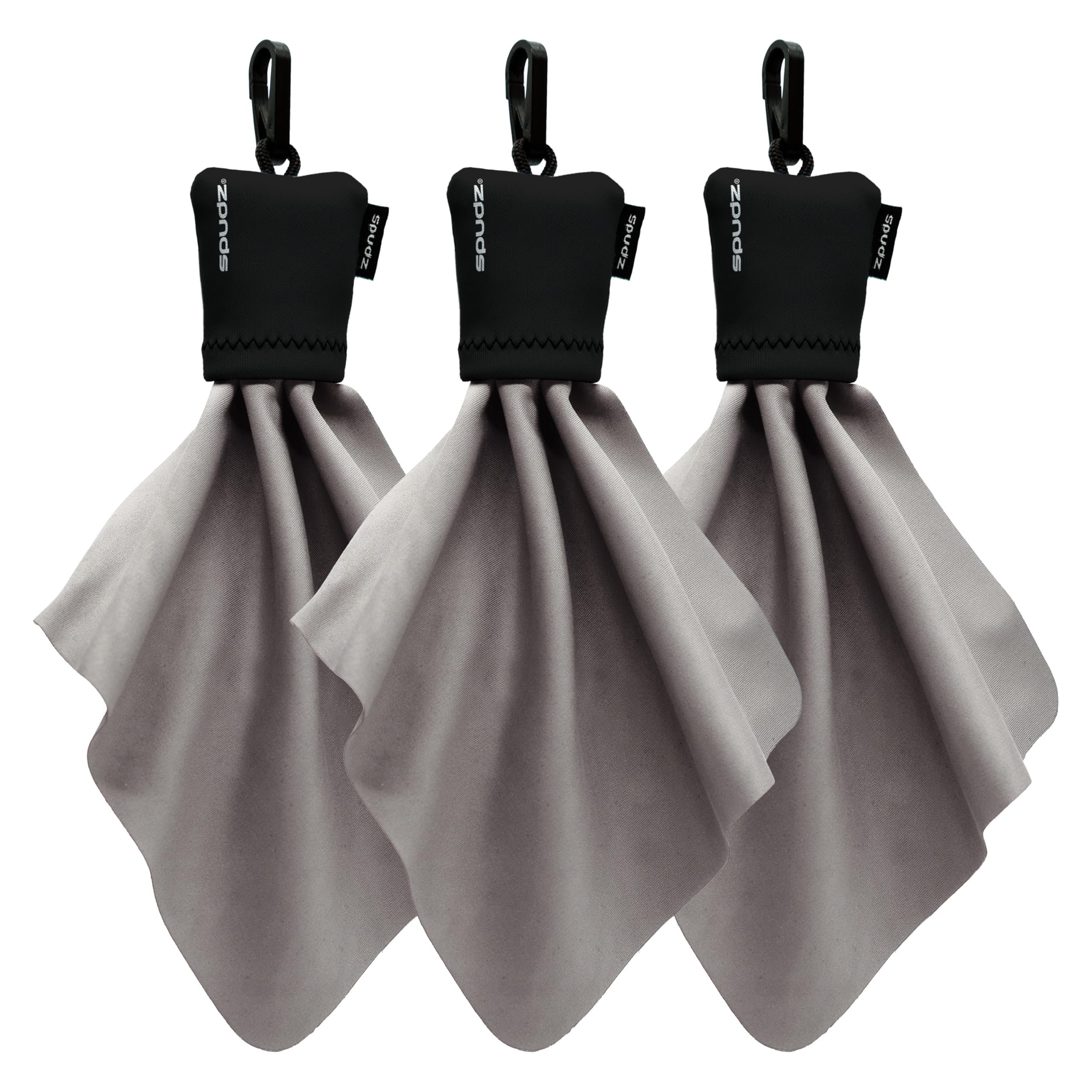 SPUDZ Classic microfiber lens cleaner with clip-on pouch for scratch-free optics.