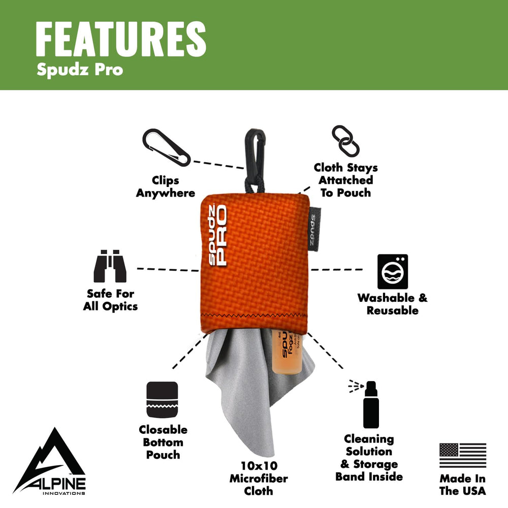 SPUDZ Pro weatherproof flip pouch protects the cloth while keeping it handy.