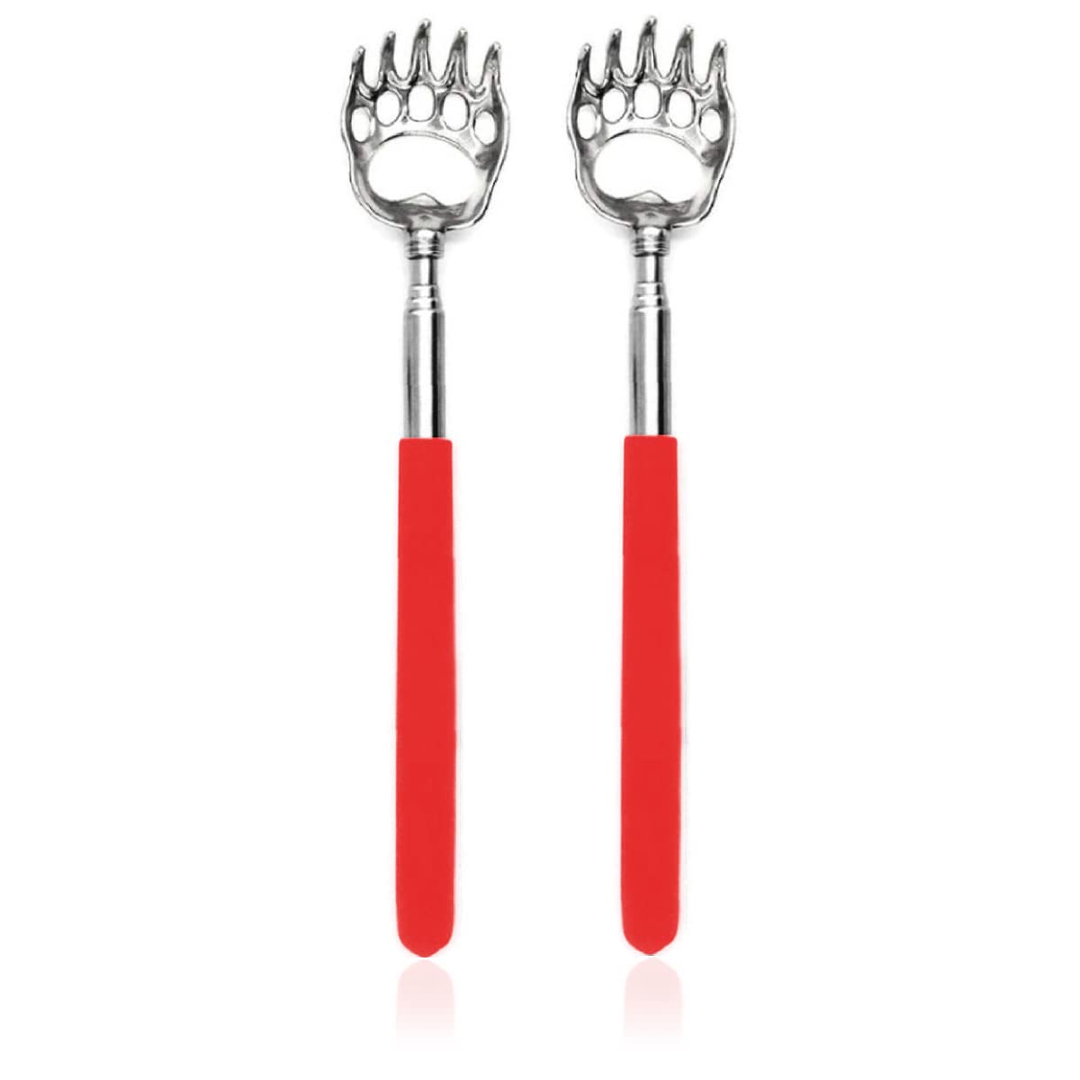 SQULIGT bear claw back scratcher extended in red for hard-to-reach itch