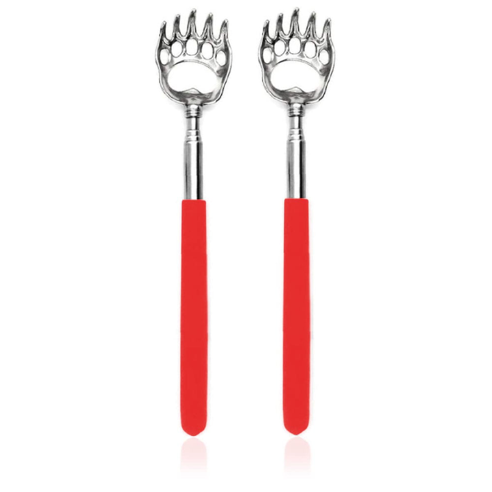 SQULIGT bear claw back scratcher extended in red for hard-to-reach itch