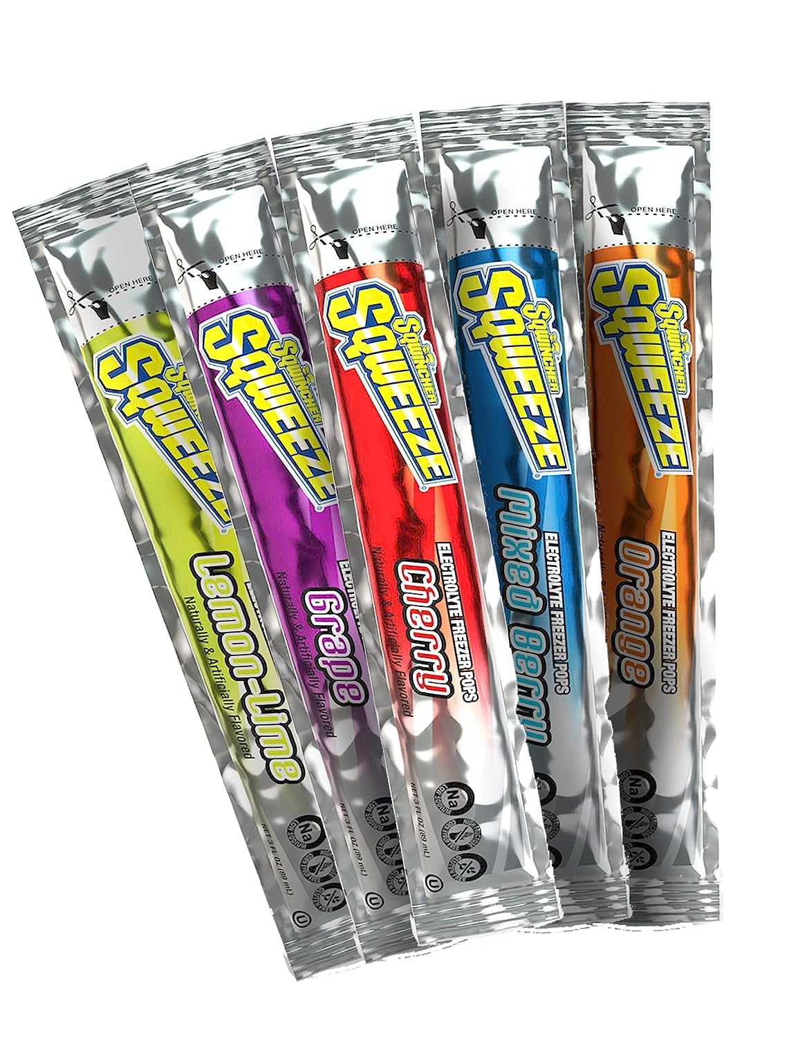 Sqwincher Sqweeze freezer pop assorted flavors for on-the-go hydration.