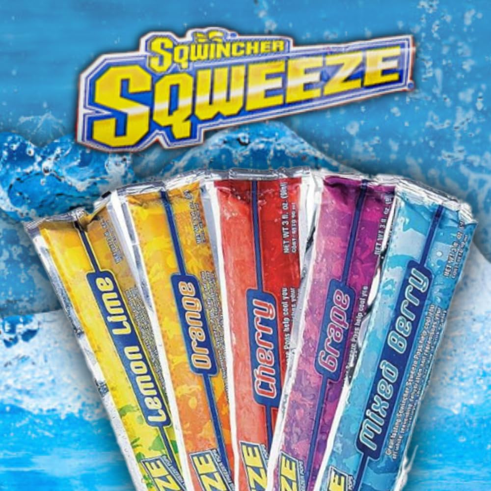 Sqwincher Sqweeze gluten-free freezer pops in a 10-pack.