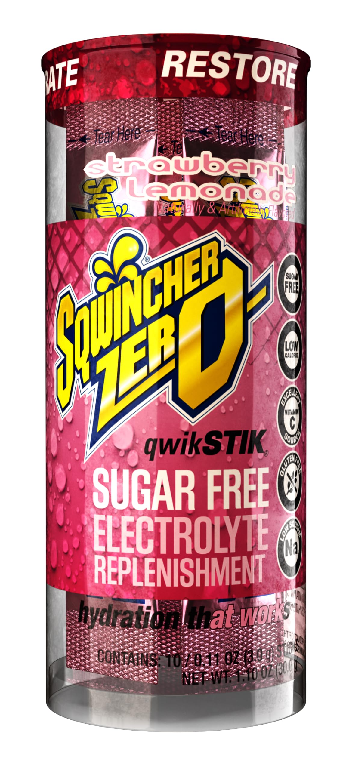 Sqwincher Zero Qwik Stik orange packet delivers tasty hydration on the go.