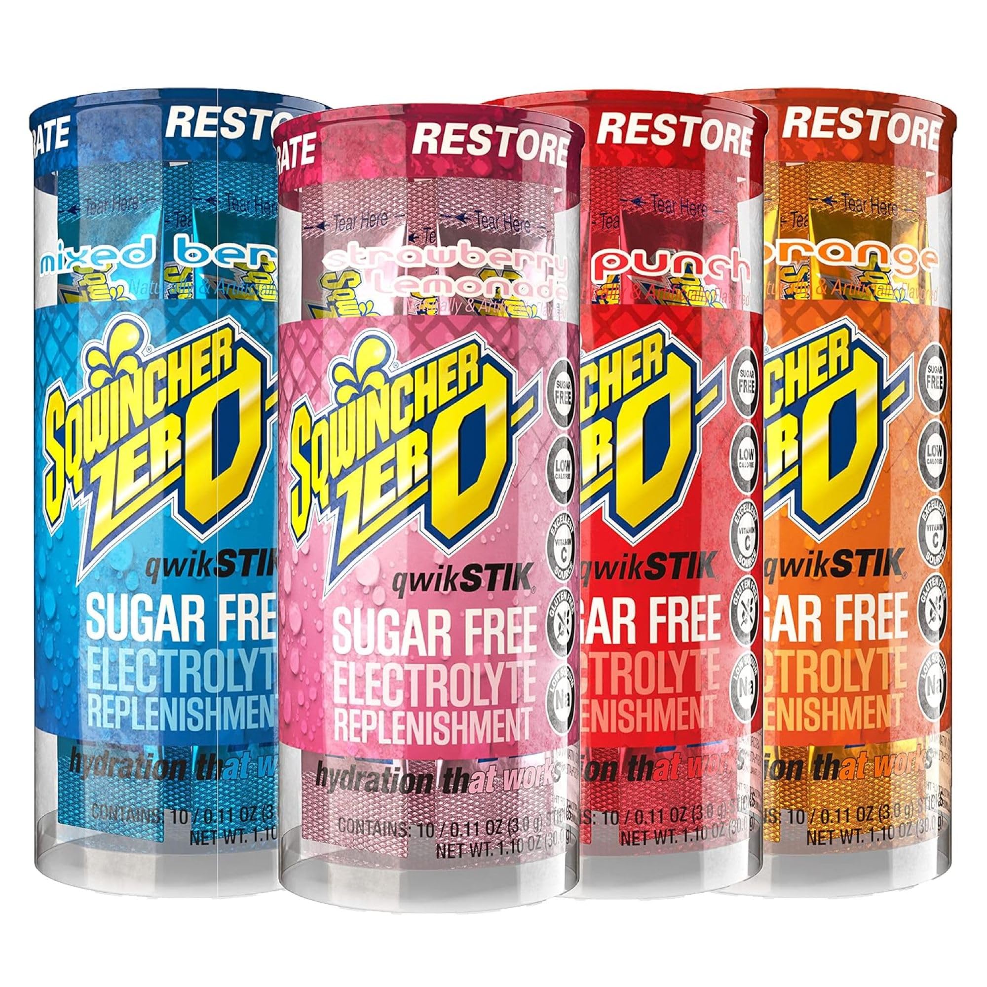 Sqwincher Zero Qwik Stik variety pack for versatile on-the-go hydration options.