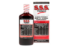 S.S.S. Tonic bottle highlighting iron and B vitamins for daily energy support.