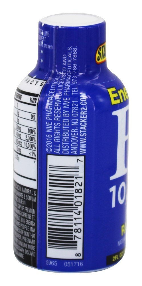 Stacker 2 Blue Raspberry energy shot pack ready for convenient daily energy