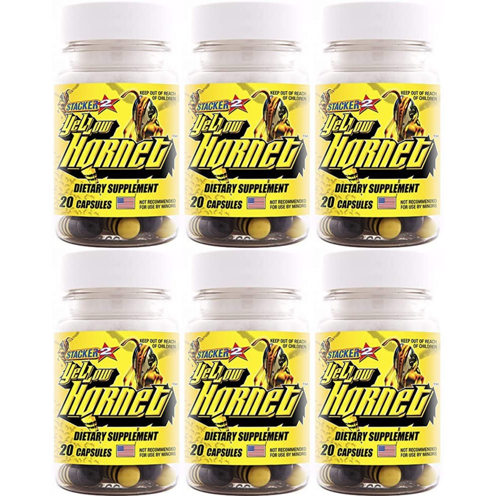 STACKER 2 Yellow Hornet bottle front view for bold energy on demand.