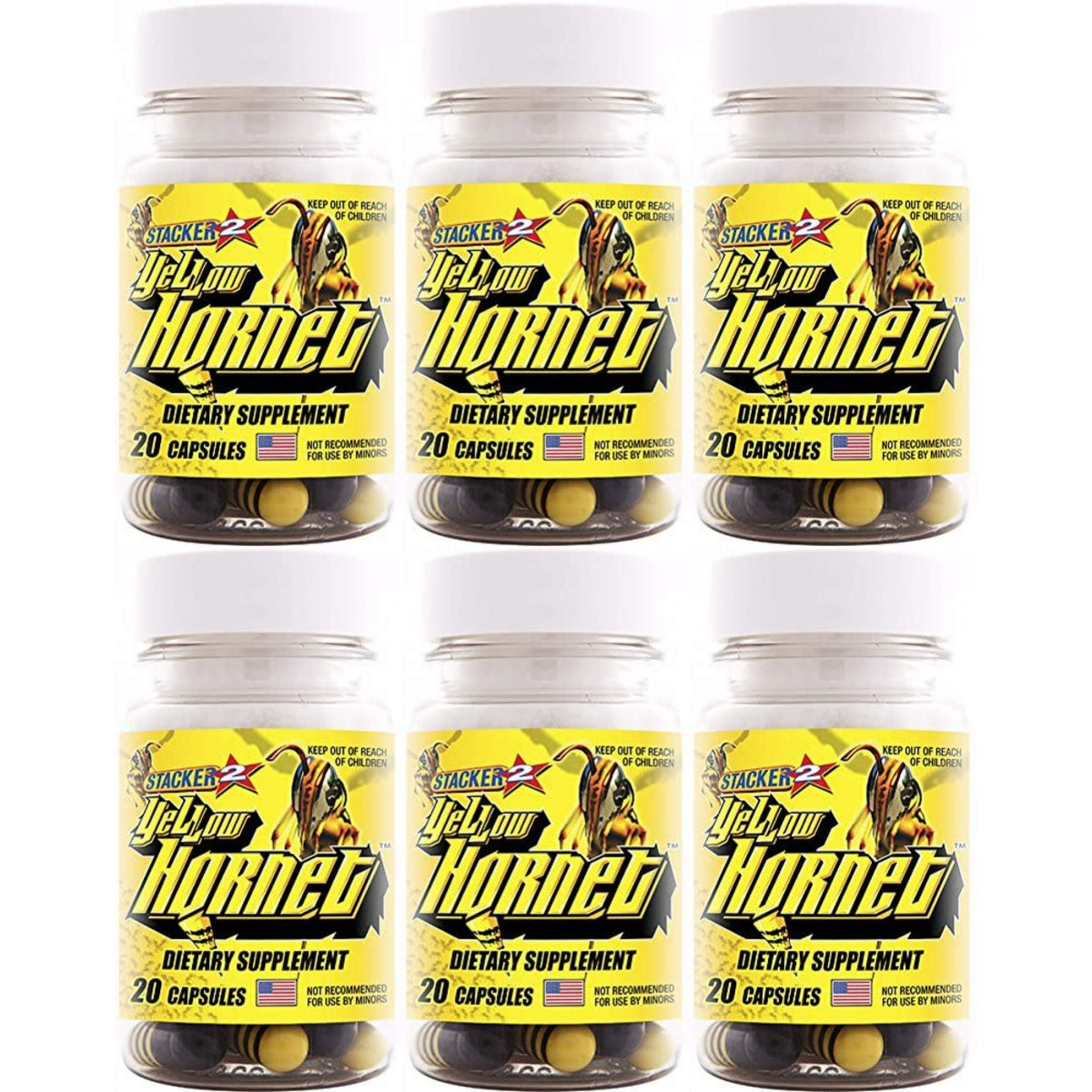 STACKER 2 Yellow Hornet bottle front view for bold energy on demand.