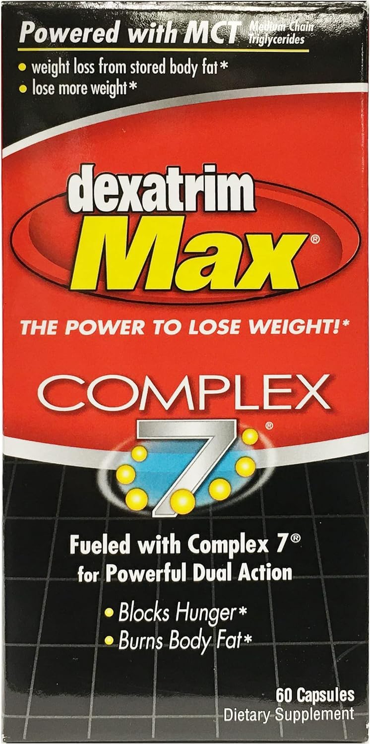 Dexatrim Max Complex-7 capsules closeup of tablet texture and size