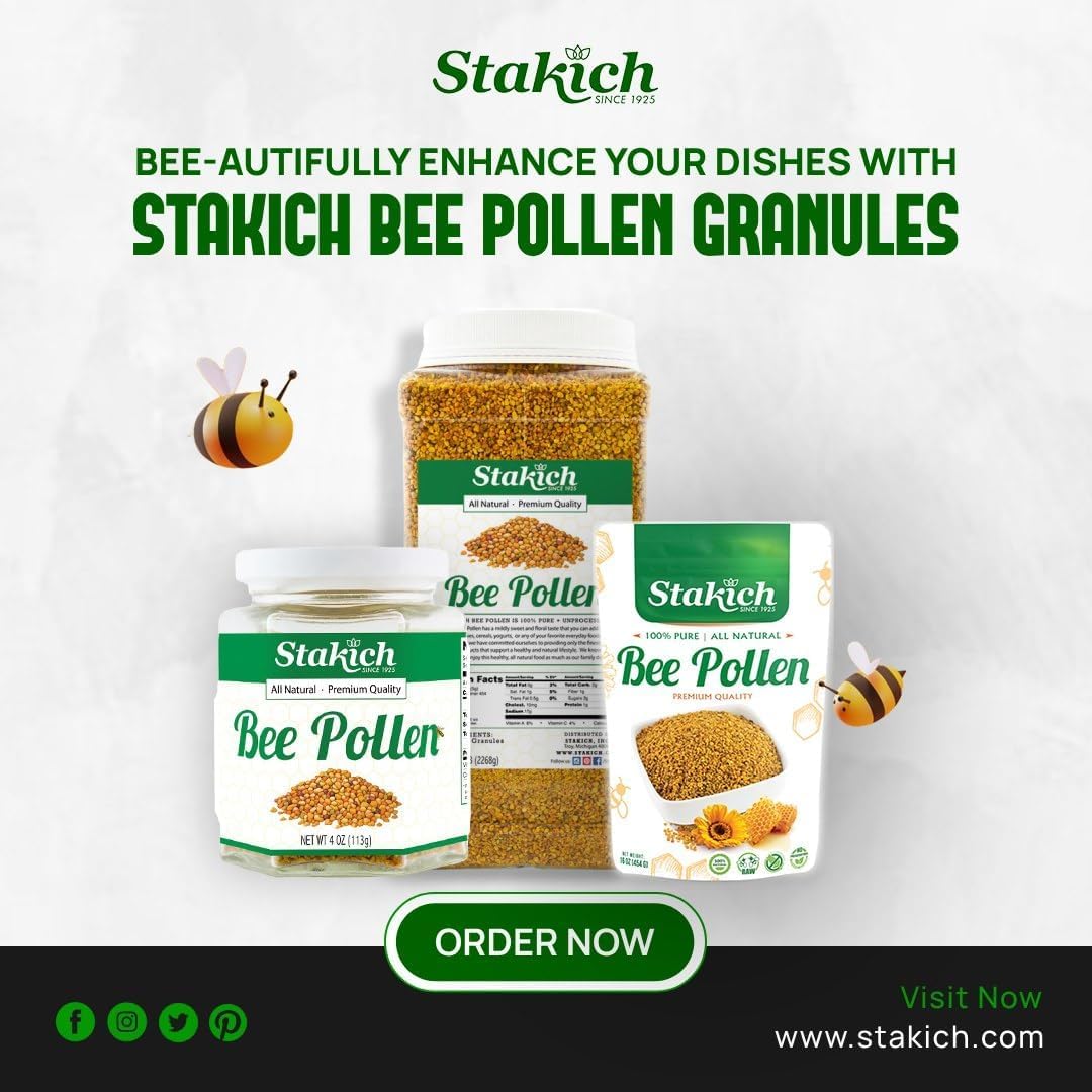 Stakich Bee Pollen kept in cold storage preserves freshness