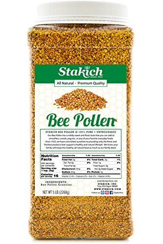 Stakich Bee Pollen granules in bag provide daily energy boost