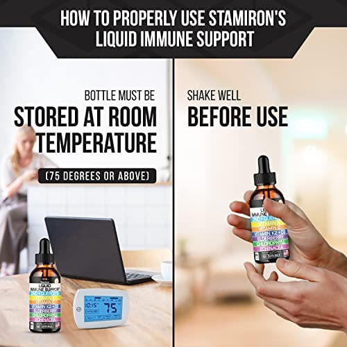 Cherry flavored Stamiron immune liquid ready to mix in water.