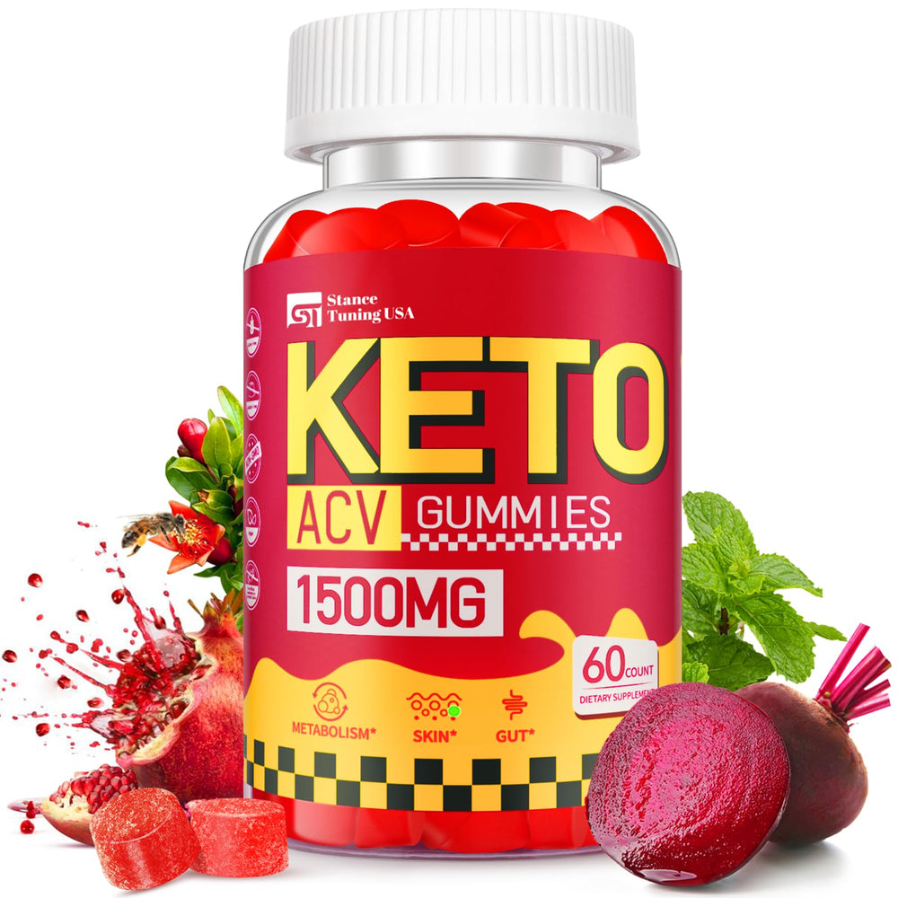 Stance Tuning USA Keto ACV Gummies bottle front shows sugar-free, vegan formula.