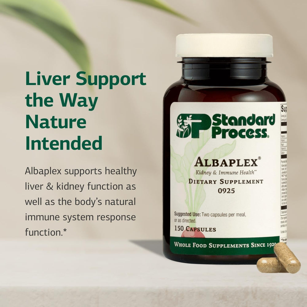 Albaplex capsules close-up highlighting nutrient-rich vitamin blend.