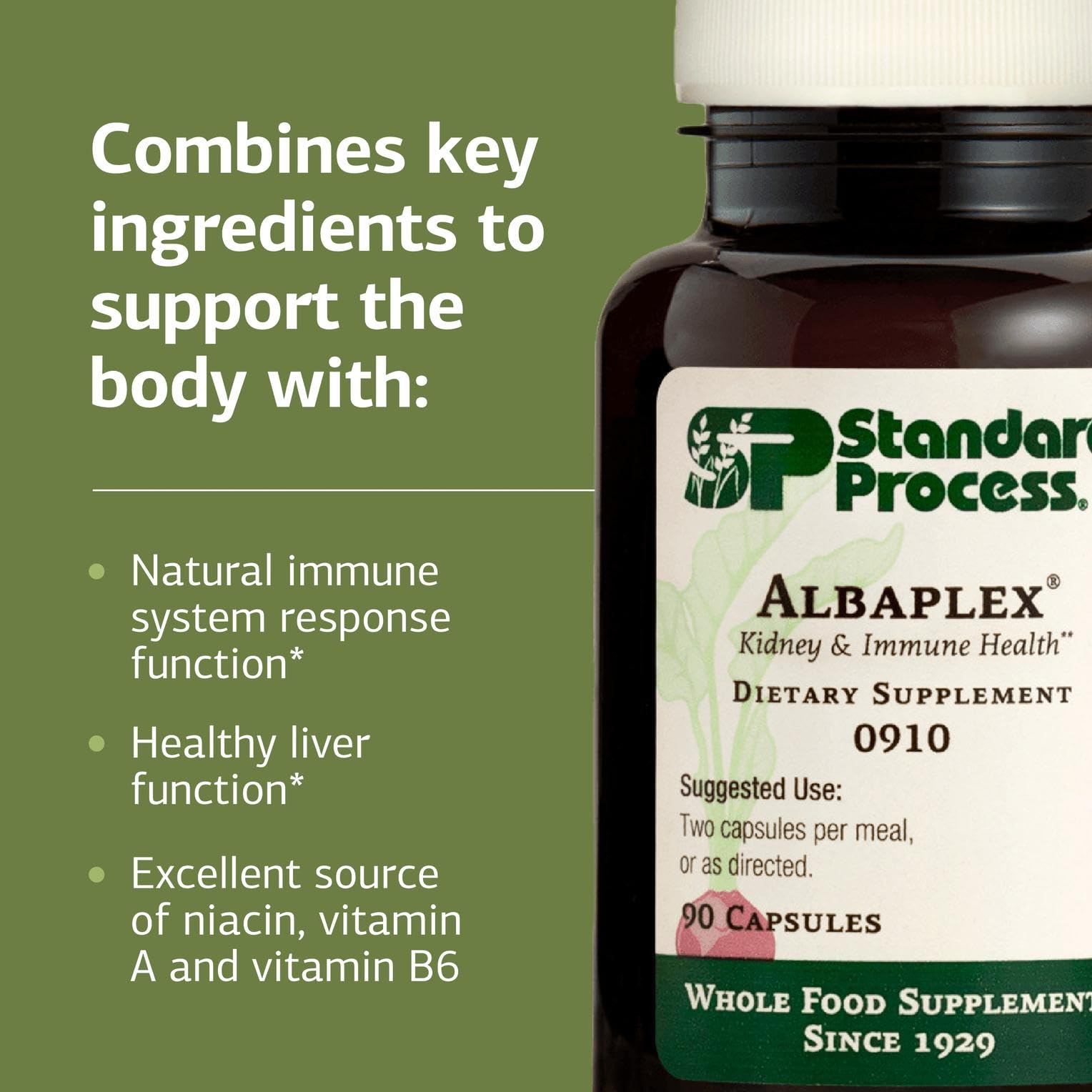 Albaplex ingredients panel referencing Betacol and Thymex.