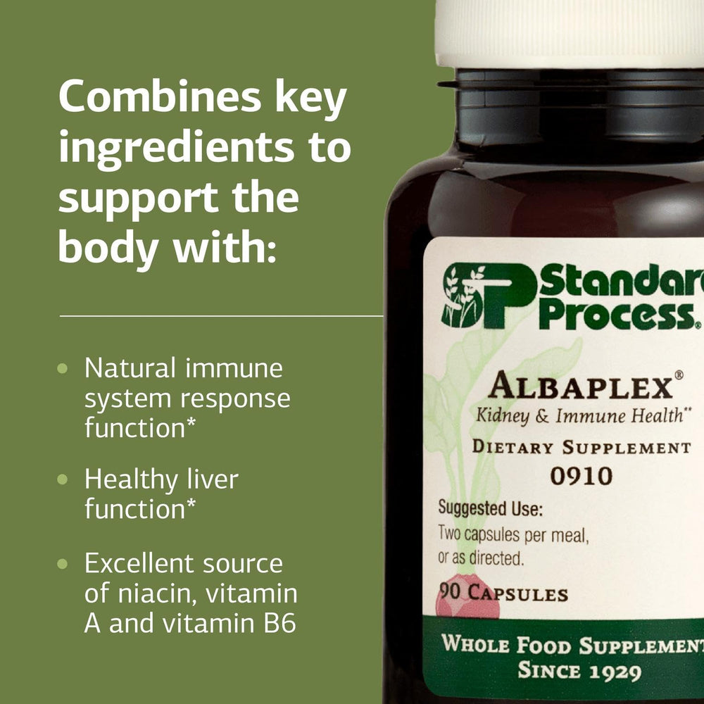 Albaplex ingredients panel referencing Betacol and Thymex.