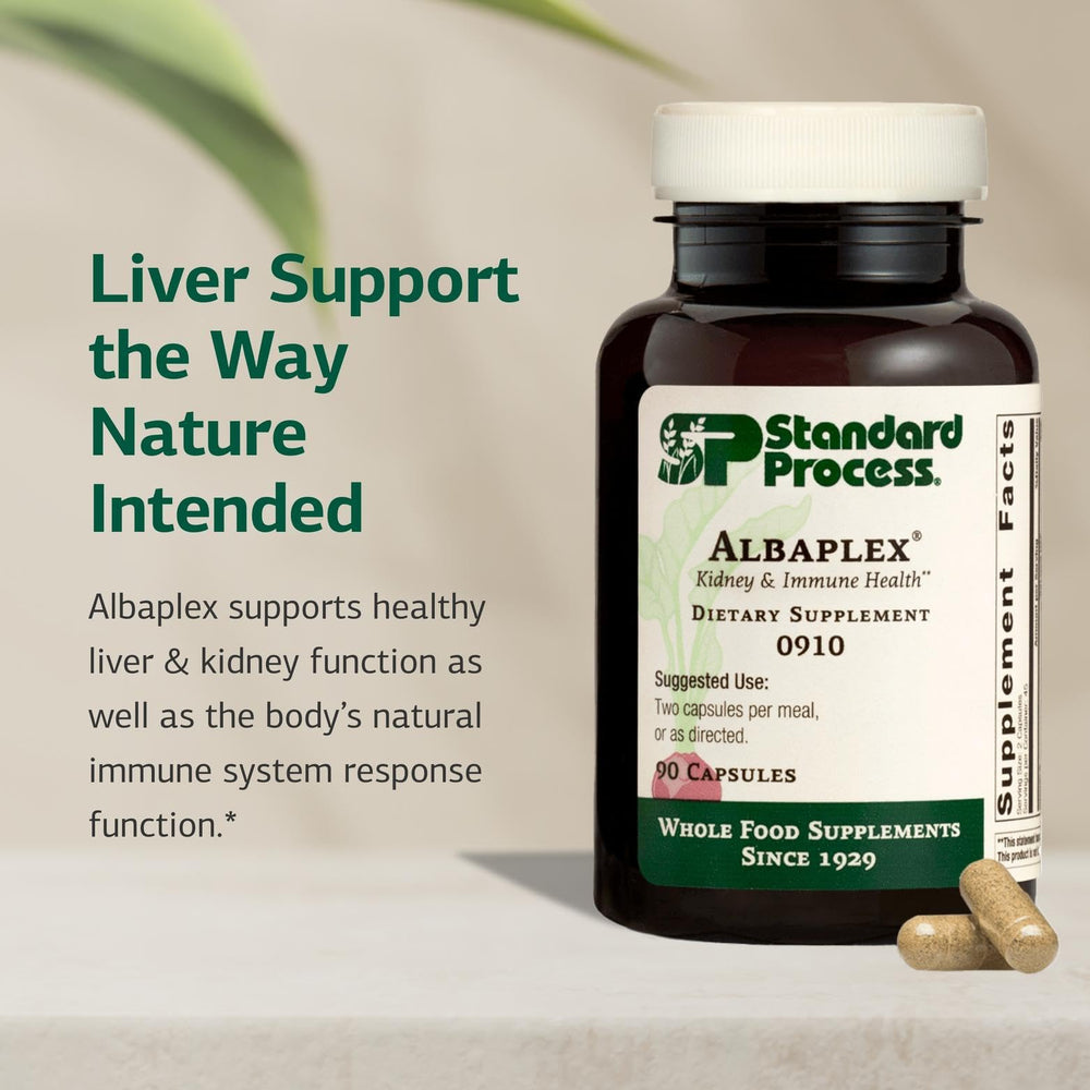 Albaplex label close-up highlighting vitamins A, B6 and C.
