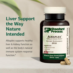 Albaplex label close-up highlighting vitamins A, B6 and C.