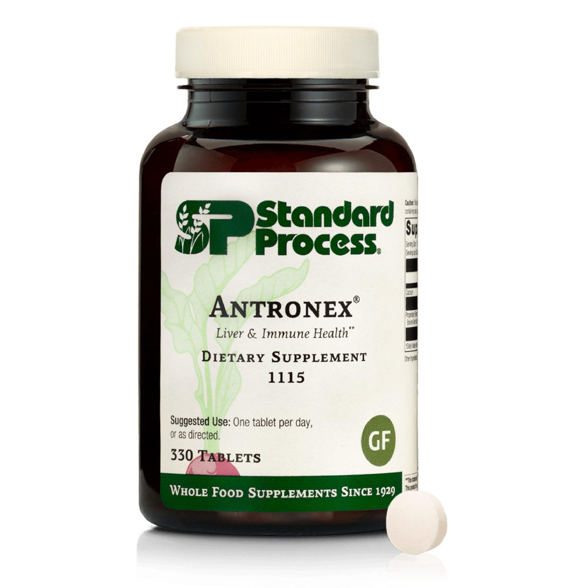 Standard Process Antronex bottle front highlighting gluten-free formula for liver support