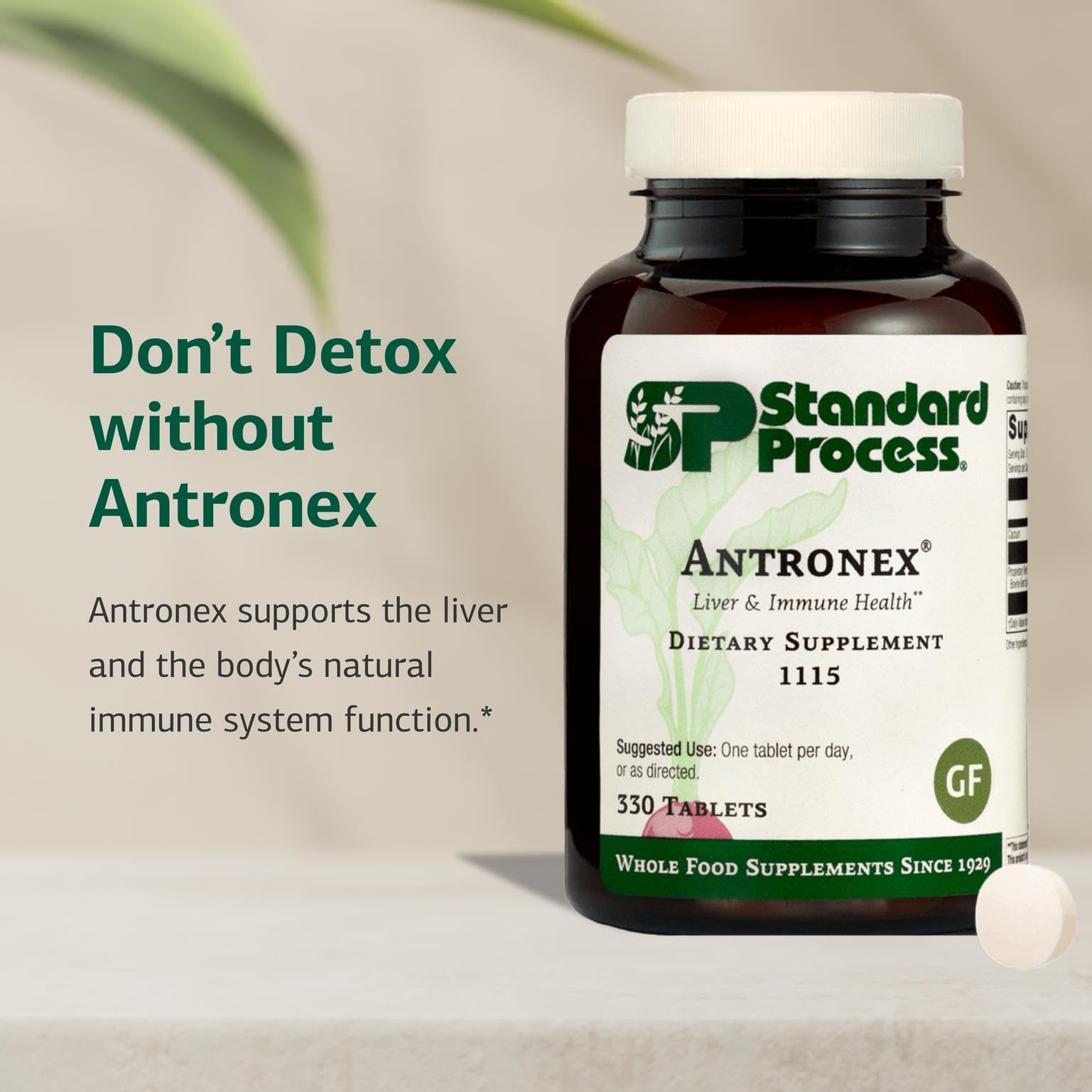 Standard Process Antronex label highlights gluten-free and allergen-friendly notes