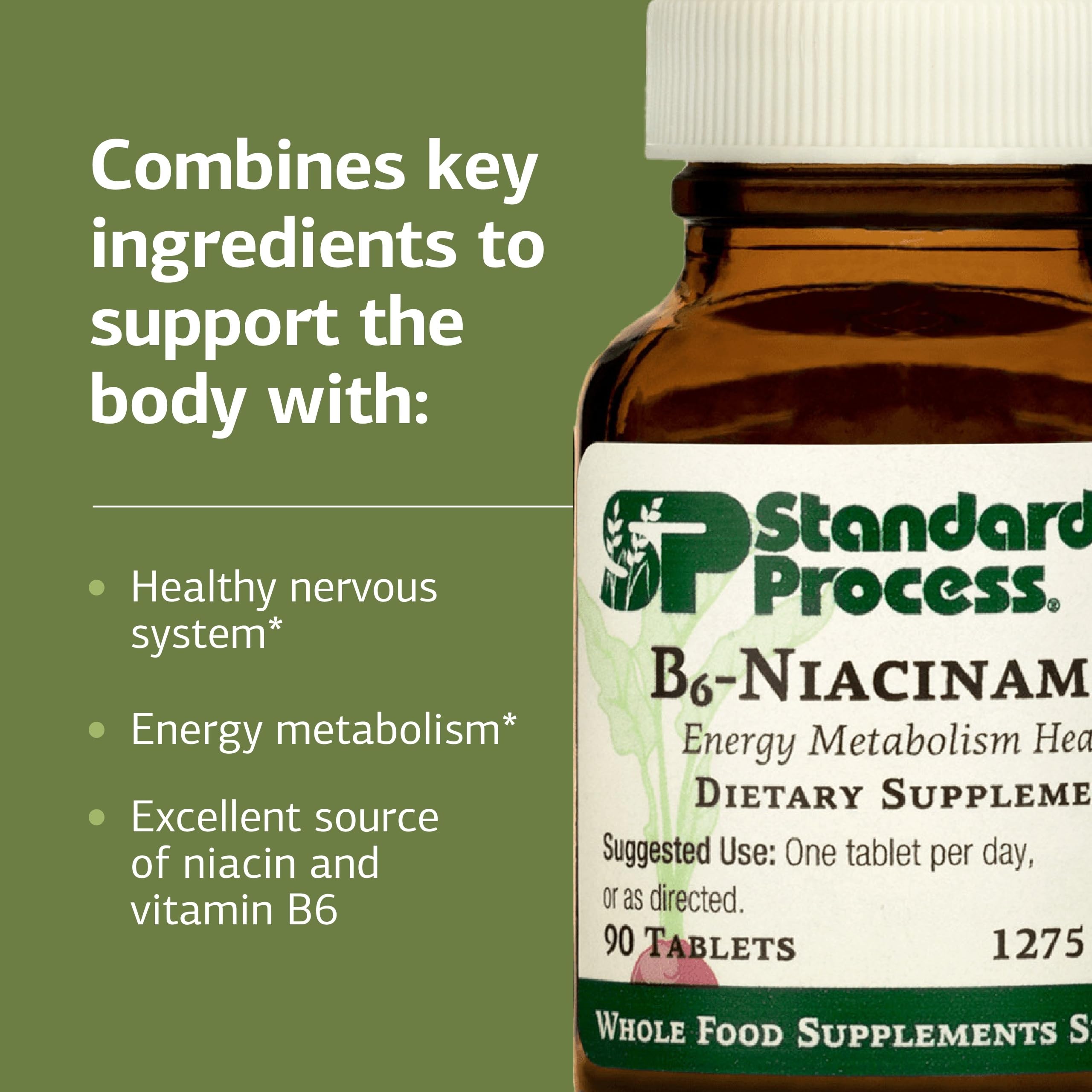 Standard Process B6-Niacinamide packaging on shelf for whole-food nutrition.