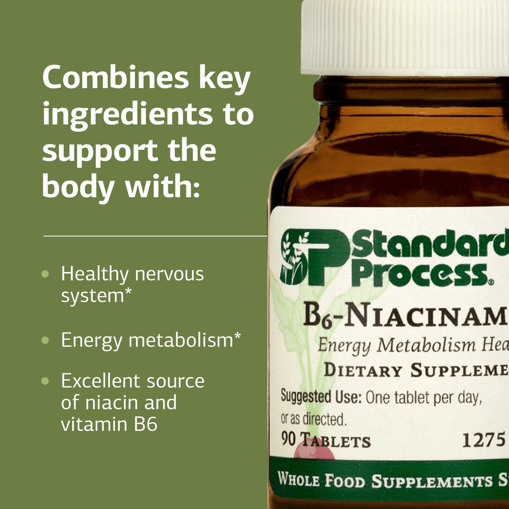 Standard Process B6-Niacinamide packaging on shelf for whole-food nutrition.