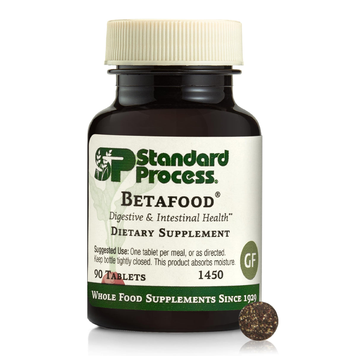Standard Process Betafood bottle front view with 90 tablets for digestion support