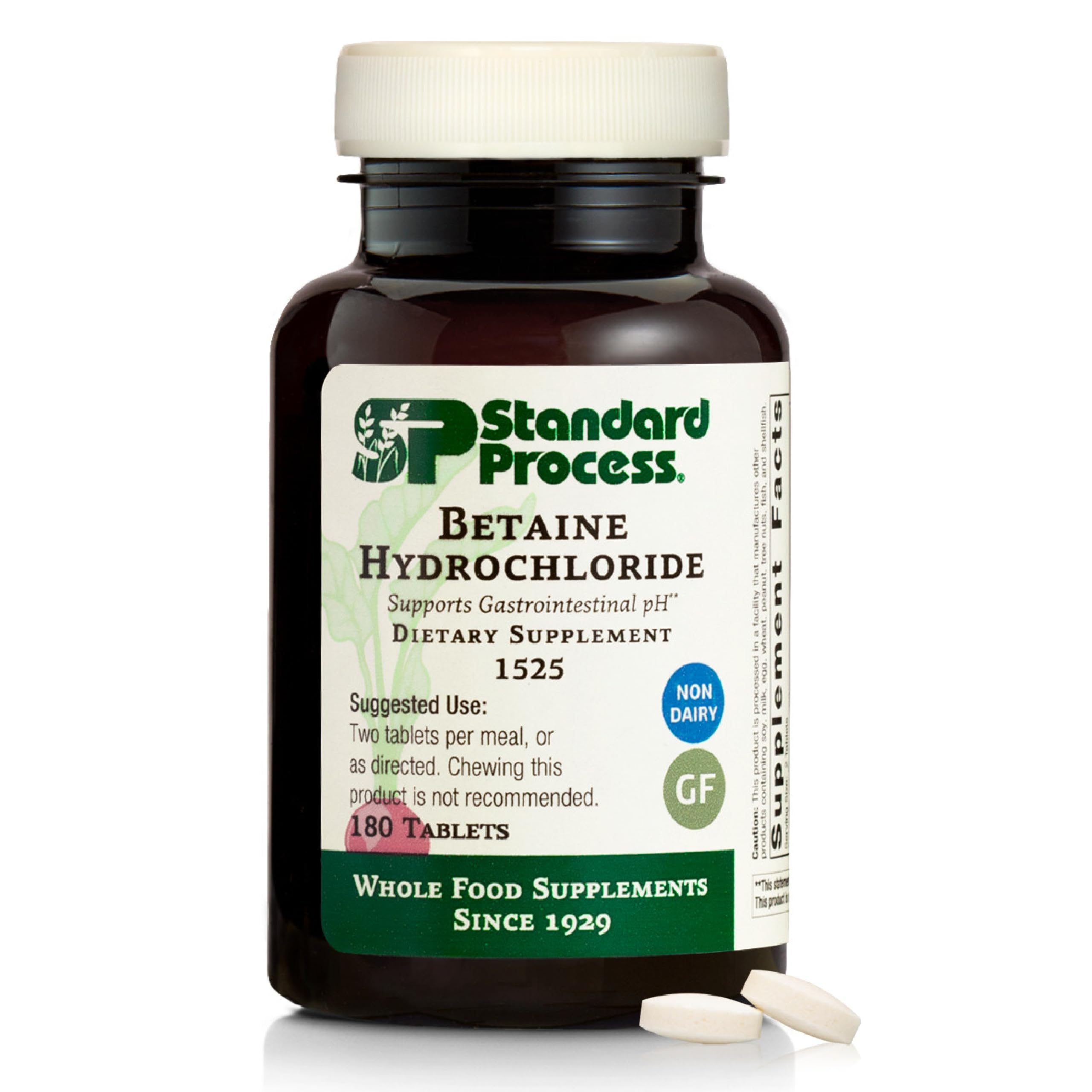 Standard Process Betaine HCl bottle front view illustrating digestive support potential