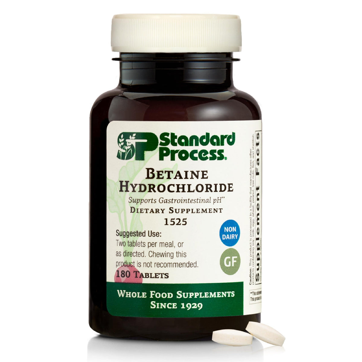Standard Process Betaine HCl bottle front view illustrating digestive support potential