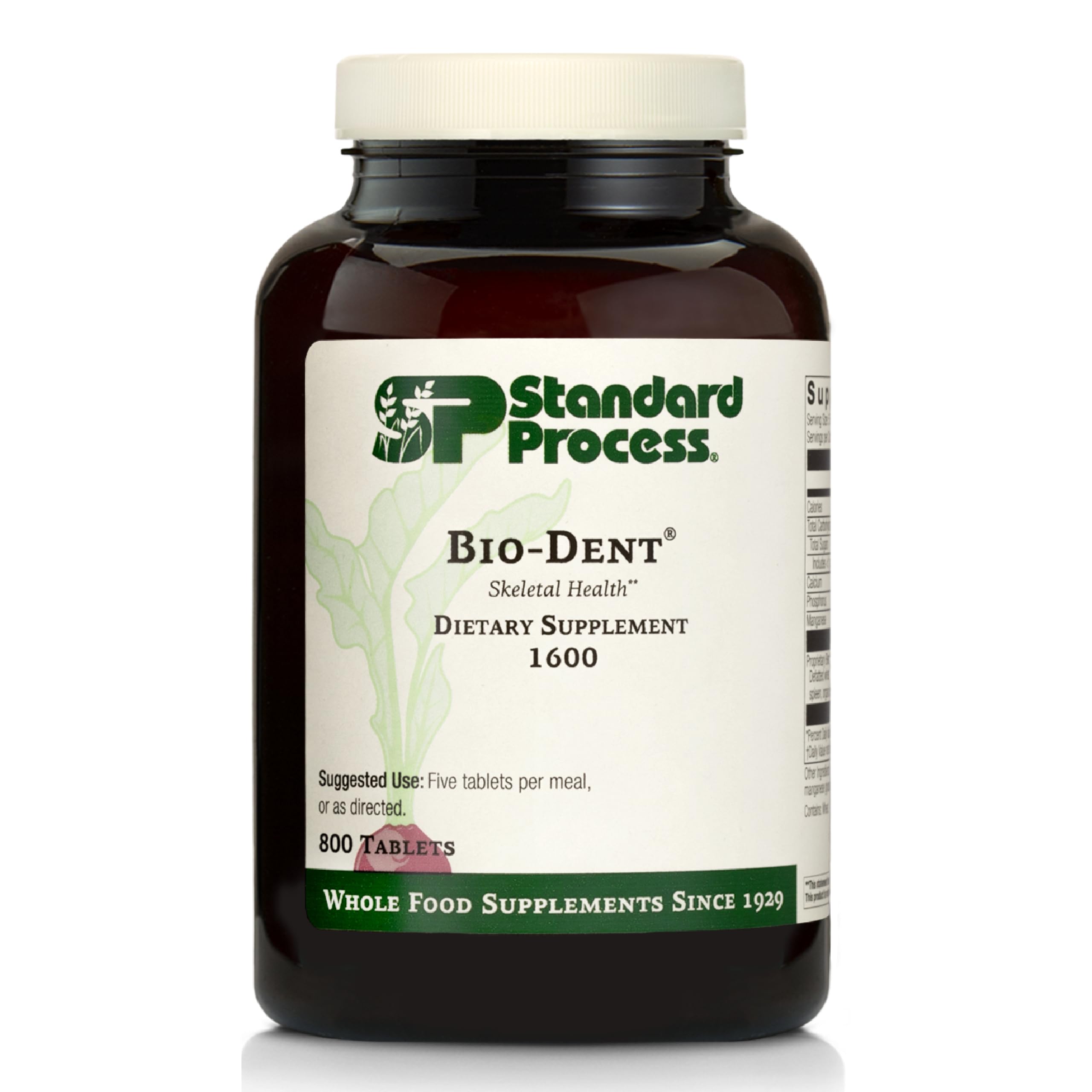 Standard Process Bio-Dent bottle showing skeletal health support for teeth and bones.