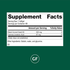 Standard Process Black Currant Seed Oil bottle with 60 softgels for circulatory wellness.
