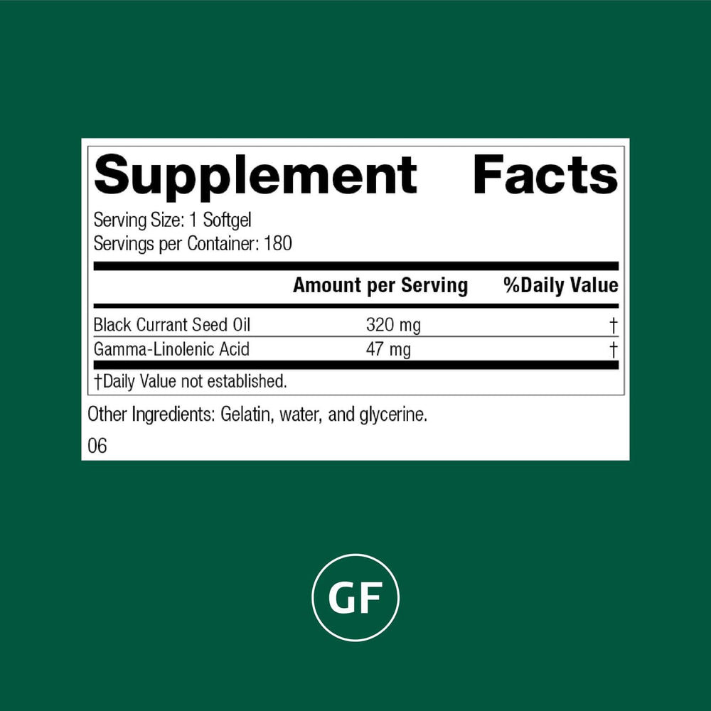 Standard Process Black Currant Seed Oil softgels for convenient daily immune support.