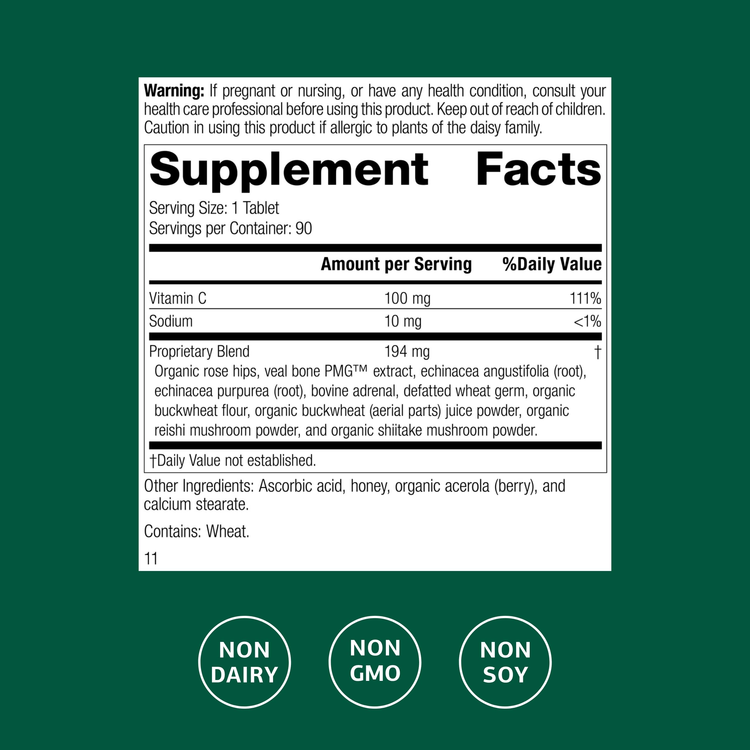 Standard Process C Synergy bottle back with supplement details for dietary guidance.