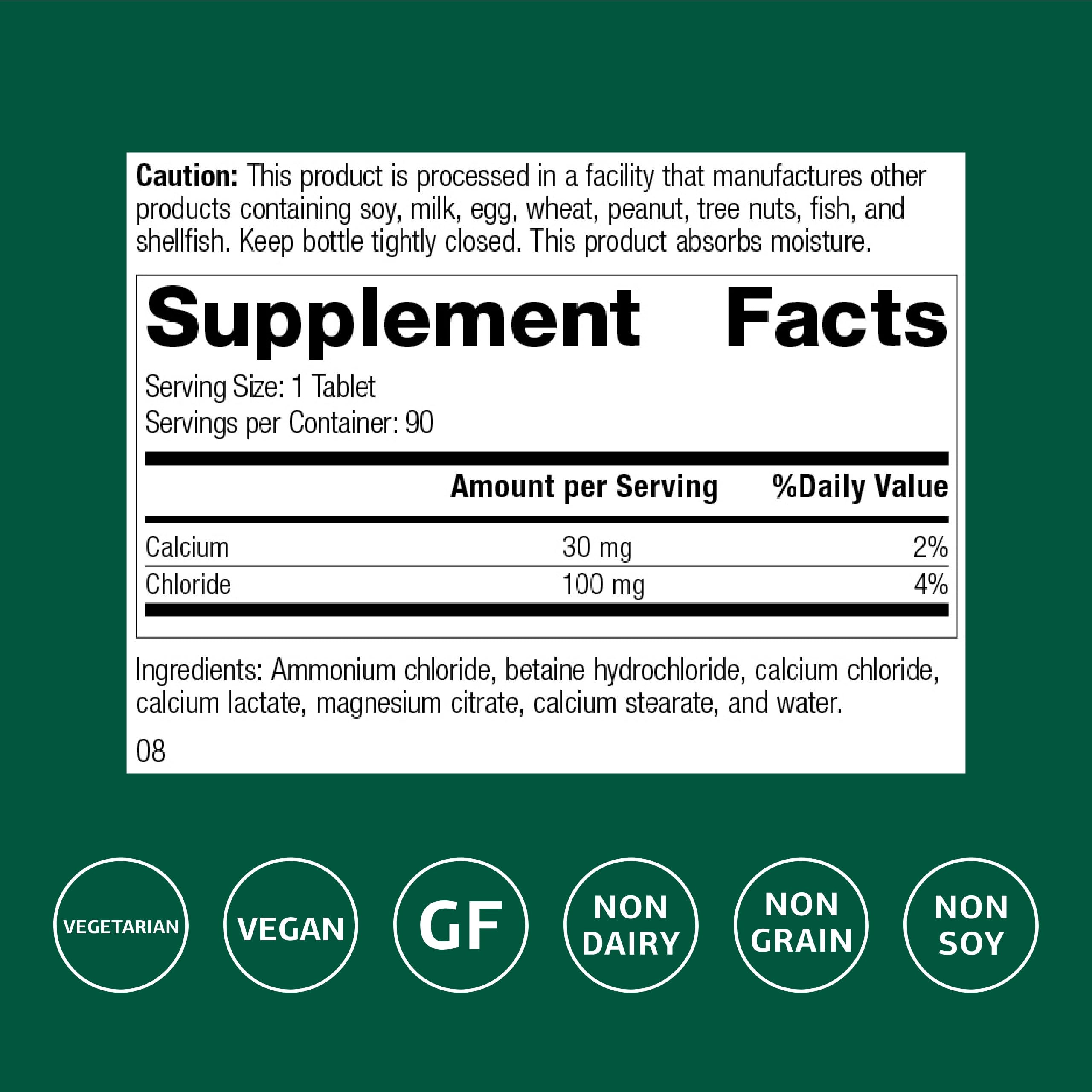 Standard Process Cal-Amo bottle label highlighting minerals for lung health.