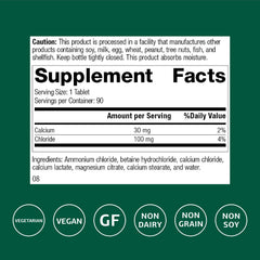 Standard Process Cal-Amo bottle label highlighting minerals for lung health.