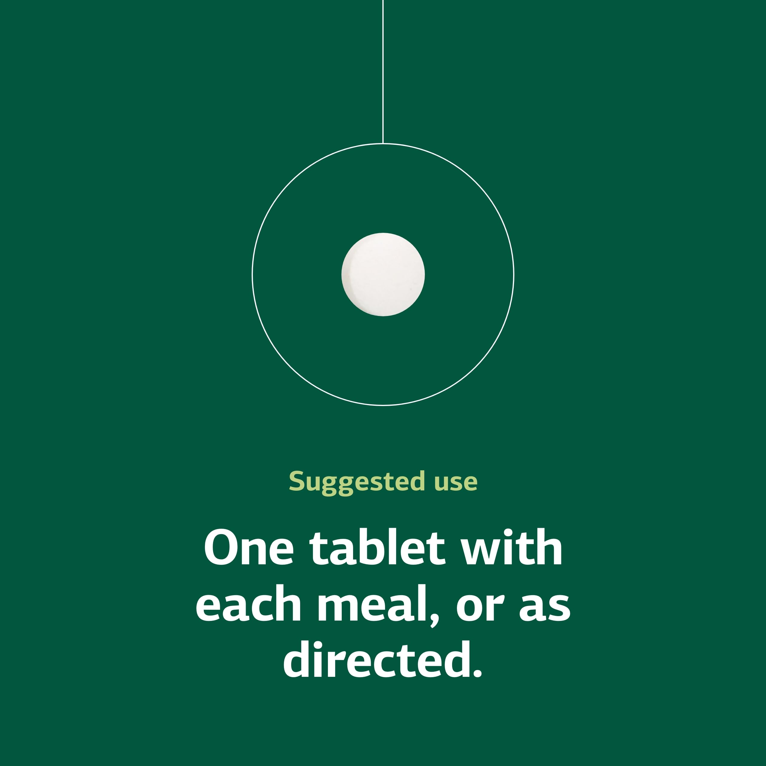 Cal-Amo dosage reminder image showing one tablet per meal.