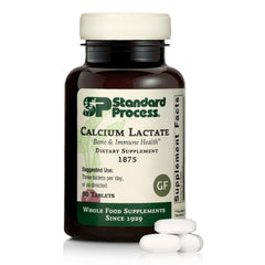 Standard Process Calcium Lactate bottle front view shows bone health supporting formula.