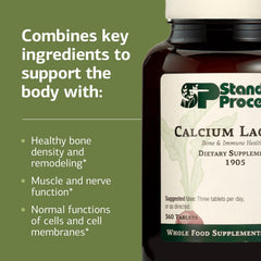 Standard Process Calcium Lactate bottle with glass emphasizes product quality and purity.