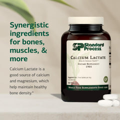 Standard Process Calcium Lactate label detail emphasizes gluten-free and non-dairy formulation.