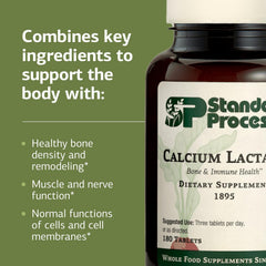 Standard Process Calcium Lactate non-dairy and non-soy label highlights customization.