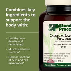 Standard Process Calcium Lactate Powder in a kitchen setup for daily use.