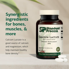 Standard Process Calcium Lactate vegan gluten-free badge communicates dietary compatibility.